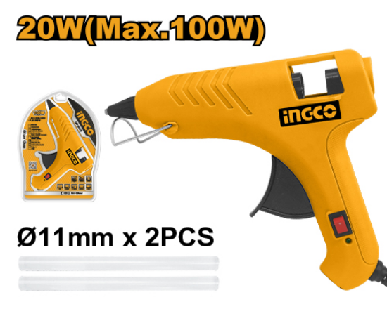 Industrial Hot Glue Gun with 2 Glue Sticks – INGCO GG6008