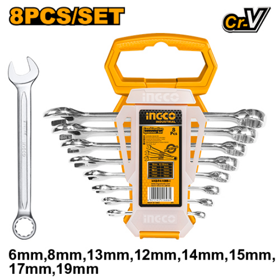8 Pcs Metric Gear Wrench Set (6, 8, 10, 13, 14, 15, 17, 19 mm) – INGCO HKSPA1088-I