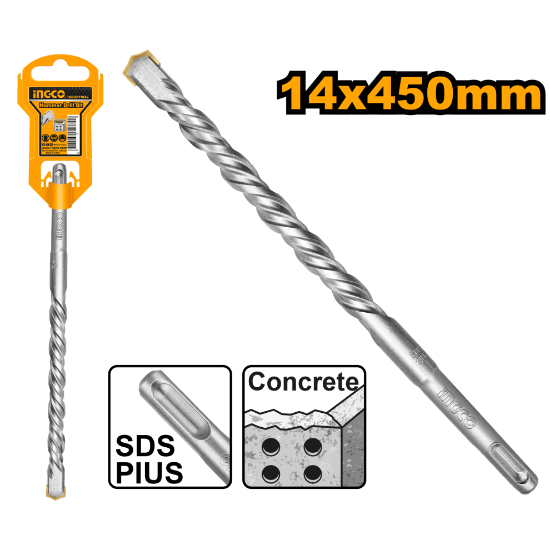 SDS Plus 14 x 450 mm Concrete Drill Bit – INGCO DBH1211405