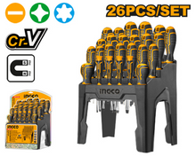 26 Pcs Industrial Rubber Handle Screwdriver Set with Stand – INGCO HKSD2628