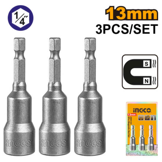 INGCO AMN1331 3PCS 13mm TOT HEX Socket Set