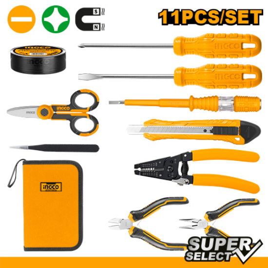 INGCO HKETS0111 – 11 Pcs Tool Set with Canvas Bag