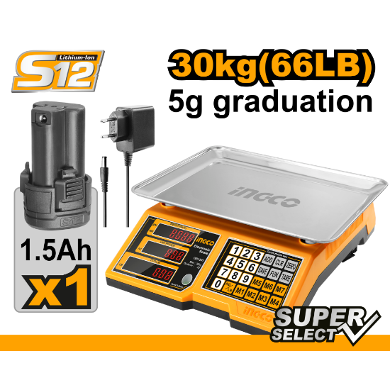 INGCO CES1223 12V 30Kg Digital Scale