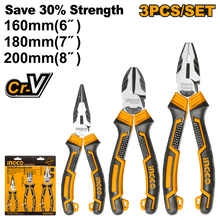 INGCO HKHLPS2831 – 3 Pcs High-Leverage Pliers Set