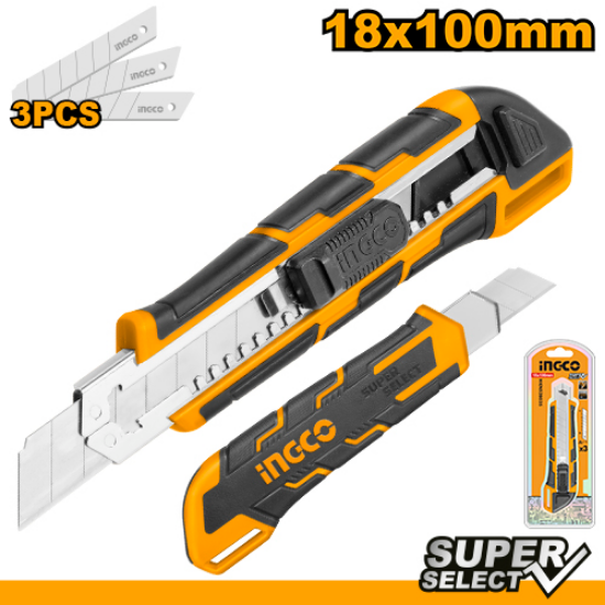 HKNS28035 – 18x100mm Utility Knife with 3 SK5 Steel Blades