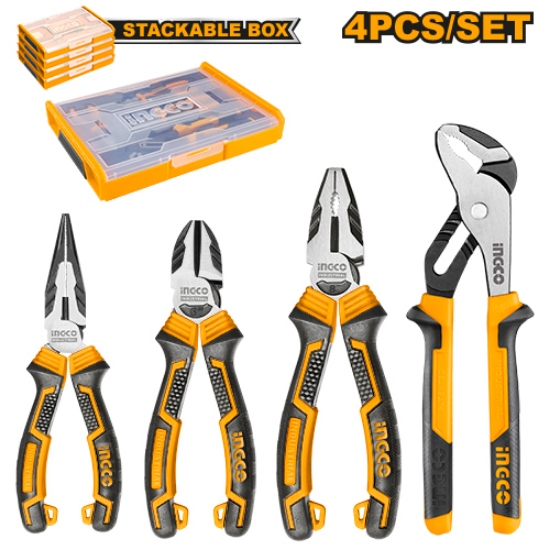 4 Pcs Pliers Set with Stackable Plastic Case – INGCO HKTV01P042