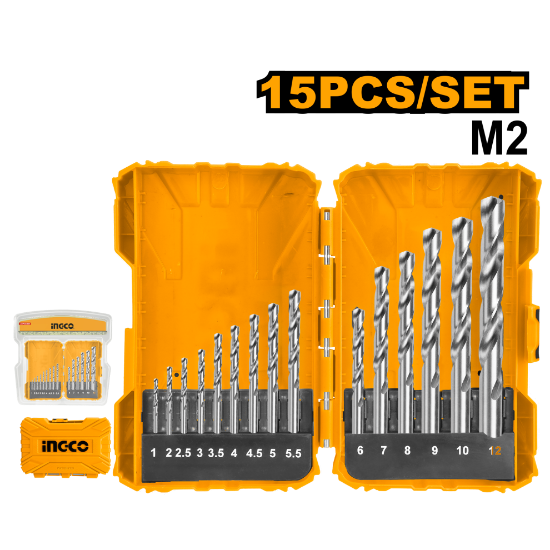 INGCO AKDL51502 15PCS HSS Metal Drill Bit Set