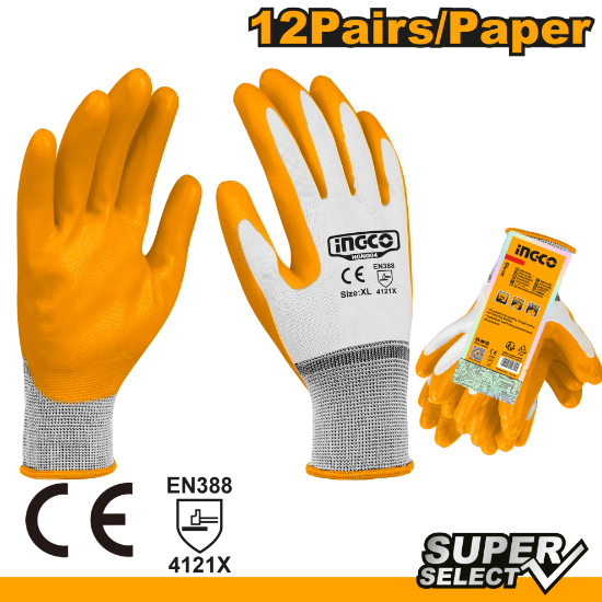 Nitrile-Coated Rubber Gloves – INGCO HGNG04