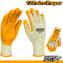 INGCO HGVL05 – XL Latex Heavy-Duty Gloves, Palm Dipped