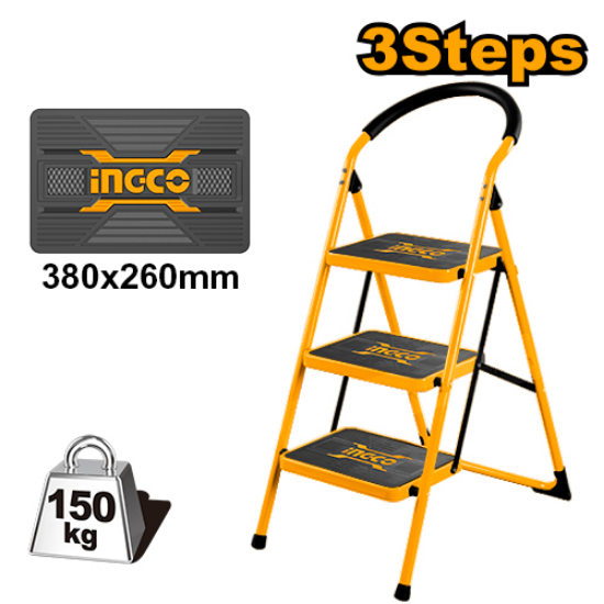 3-Step Wide Aluminum Ladder – INGCO HLAD09031