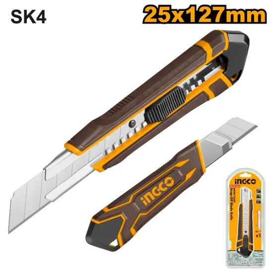 INGCO HKNS112505 – 25x127mm SK4 Rubber Handle Pull Knife Blade