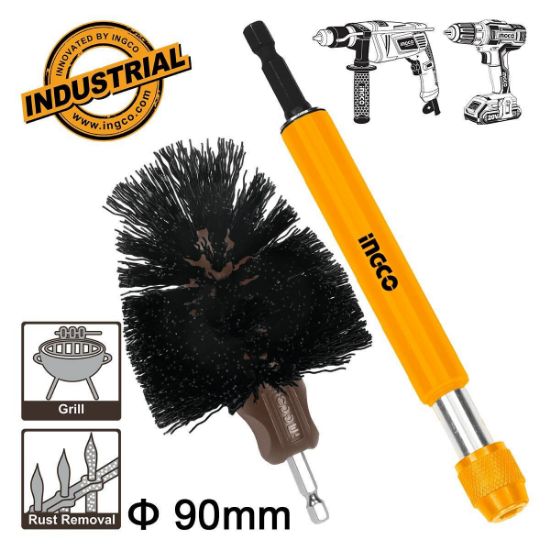 INGCO WCBH0301 – 2Pcs Abrasive Bristle Brush Set with Black Handle