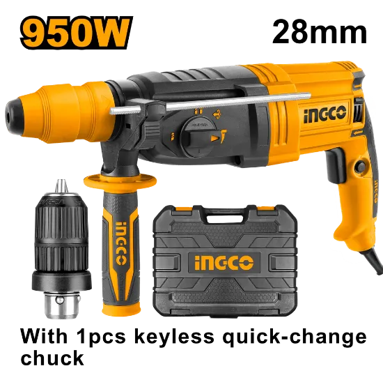 SDS Plus Rotary Hammer 28mm with Interchangeable Chuck – INGCO RGH9528-2