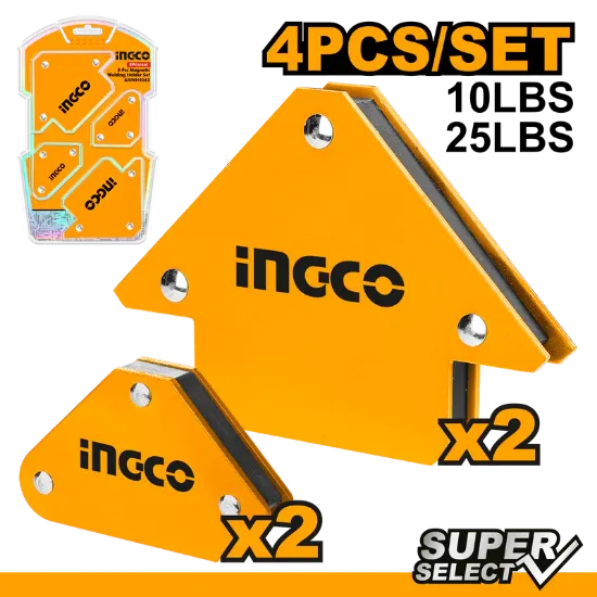 INGCO AMWH4062 4PCS Magnetic Holder Set for Iron