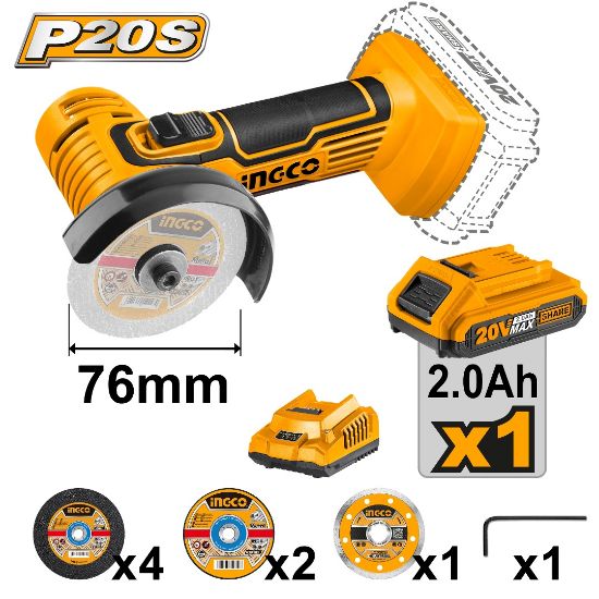 INGCO CAGLI76017 20V Mini Brushless Polishing Machine Kit
