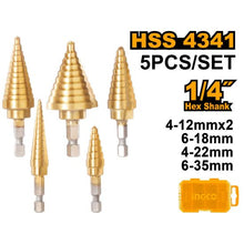INGCO AKSDS2051 5PCS 1/4" Hex HSS Brass Dovetail Router Bit Set