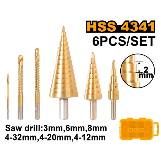 INGCO AKSDS2061 6PCS HSS Brass Dovetail Router Bit Set
