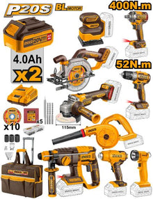 CKLI2098 – 20V 9-Piece Industrial Cordless Kit with Batteries & Accessories