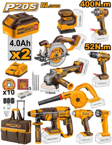 CKLI2098 – 20V 9-Piece Industrial Cordless Kit with Batteries & Accessories