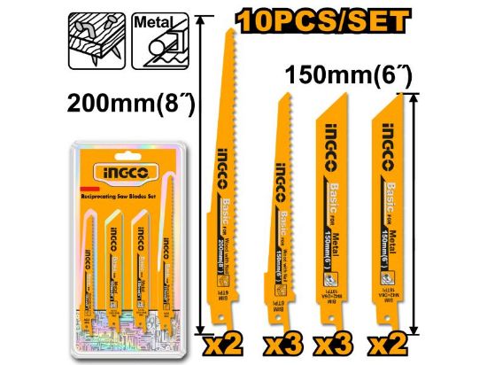 10Pcs Reciprocating Saw Blade Set for Wood & Metal – INGCO RSB1001