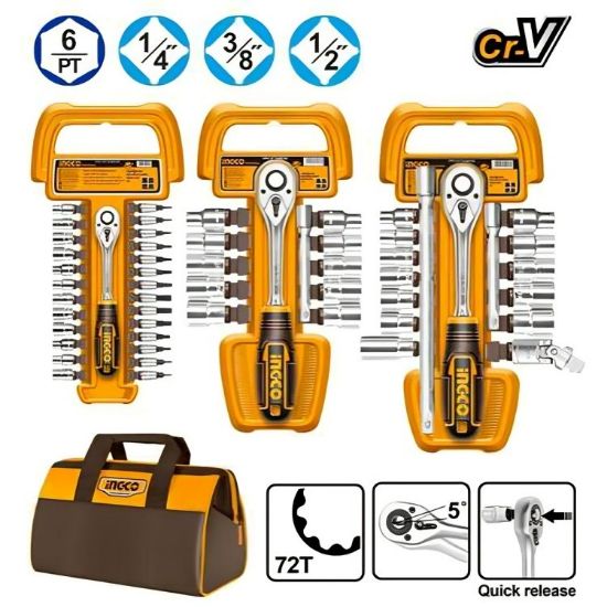 COS23092 – 3 Sets Ratchet & Socket Set with Canvas Bag