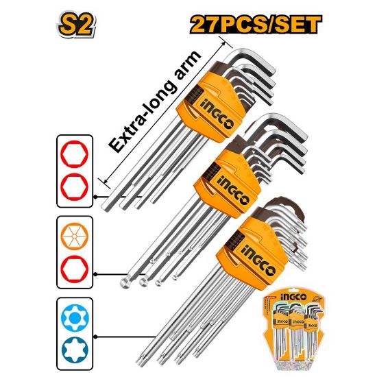 INGCO HHKSET0271 – 27-Piece S2 Extra-Long Socket & Torx Set