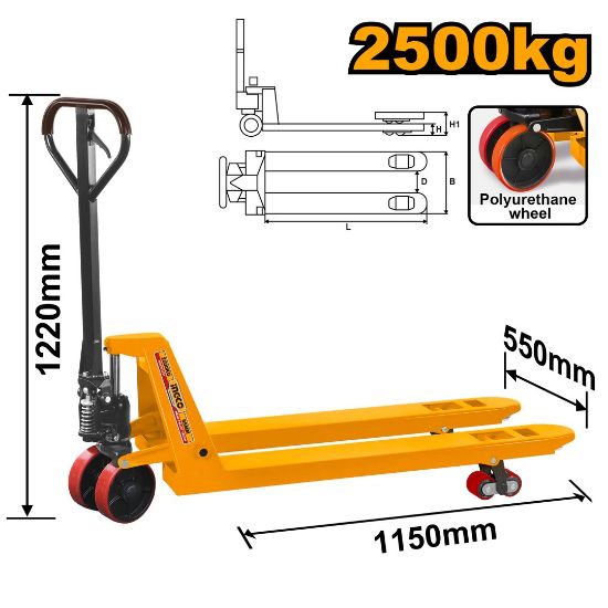 INGCO HHPT01251 – 2.5 Ton Hand Pallet Truck