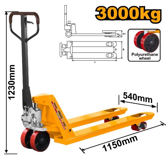 INGCO HHPT01301 – 3 Ton Hand Pallet Truck