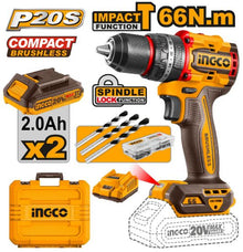 INGCO CIDLI20668 – 20V 13mm BL Industrial Cordless Drill/Driver