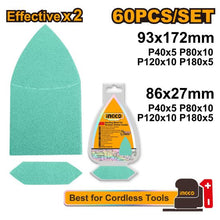 INGCO AKTS938660 30PCS Mixed Sizes Triangular Sanding Sheets