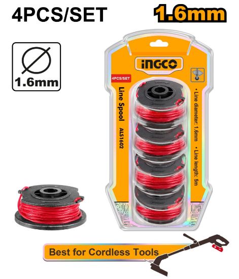INGCO ALS1602 4PCS 5m x 1.6mm Grass Trimmer Line Spools for CGTLI