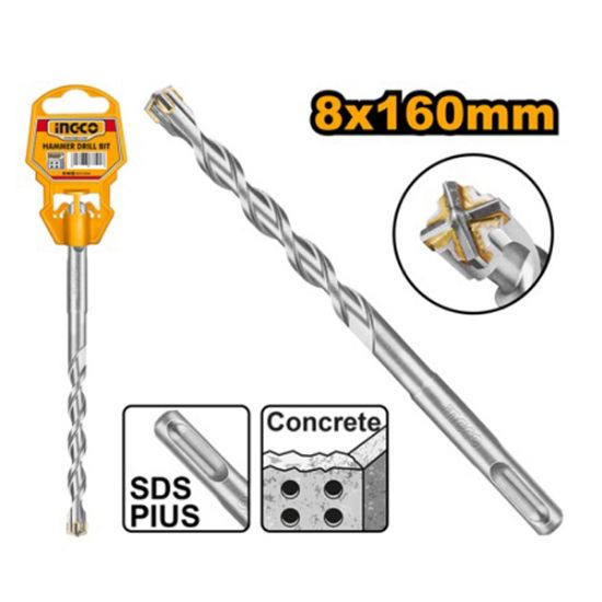 SDS Plus 4-Cutter Concrete Drill Bit 8×160mm – DBH1210802C