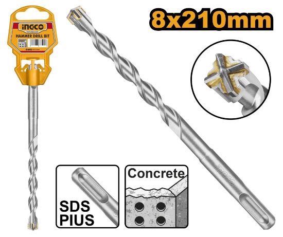 SDS Plus 4-Cutter Concrete Drill Bit 8×210mm – DBH1210803C