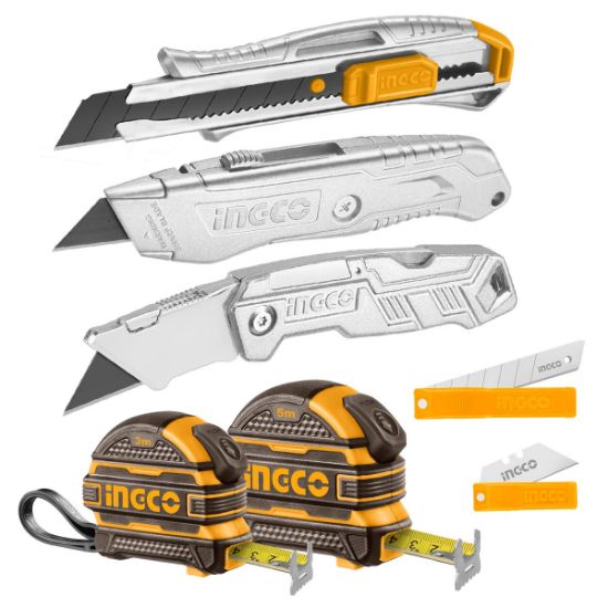 7-Piece Blade & Tape Measure Set with Rubber Coating – INGCO HMK23039