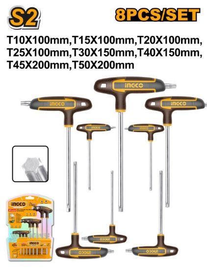 INGCO HHKT80838 – 8-Piece Long Torx Driver Set with Handle & Stand