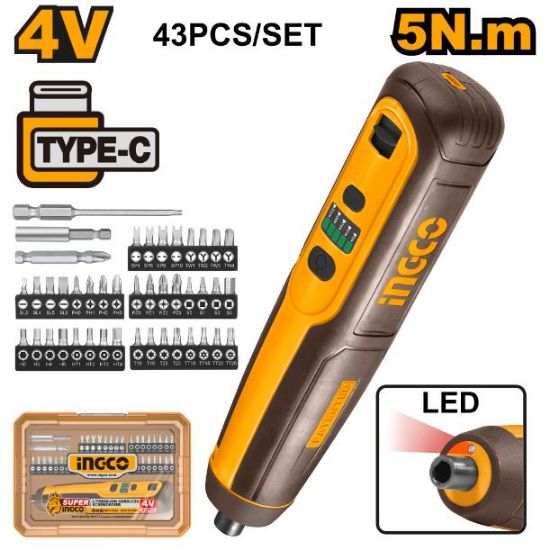 4V Cordless Screwdriver Set (43 Pcs + Holder) – CSDLI04062