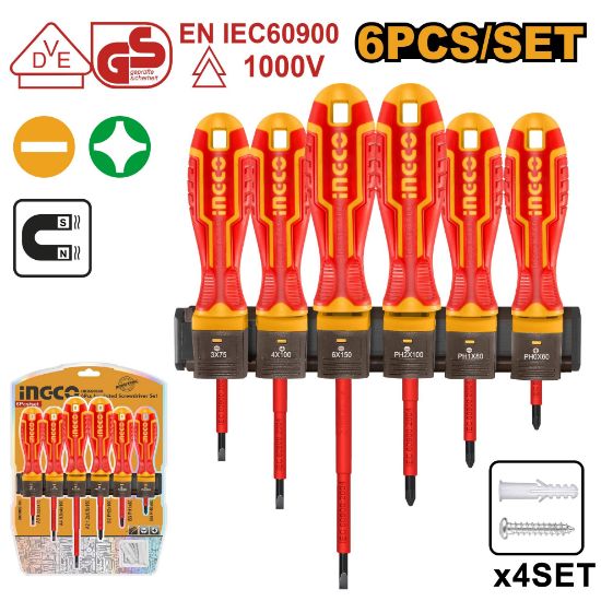 INGCO HKISD0608 – 6 Pcs 1000V Industrial Insulated Screwdriver Set