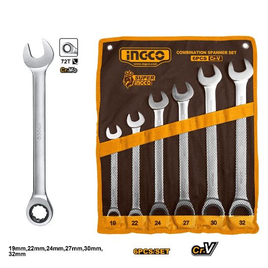6 Pcs Ratchet Gear Wrench Set (19-32 mm) – INGCO HKSPAR1061