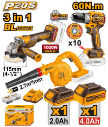 20V Cordless Impact Wrench, Rotary Hammer, Blower & Accessories Combo – COSLI241192