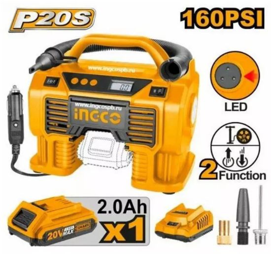 INGCO CACLI20021 20V Cordless Tire Inflator with Digital Display