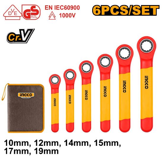 INGCO HKISPA0603 – 6 Pcs 1000V Insulated Ratcheting Screwdriver Set