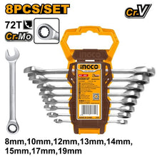 8 Pcs Industrial Ratchet Gear Wrench Set (8-19 mm) – INGCO HKSPAR1082