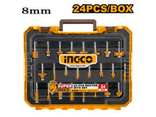 NGCO AKRT24082 24PCS 8mm Industrial Router Bit Set with Plastic Case