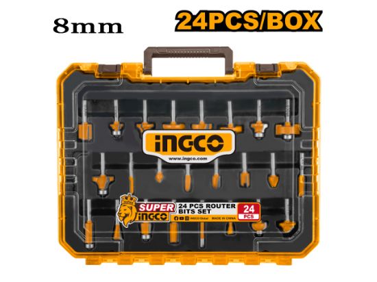 NGCO AKRT24082 24PCS 8mm Industrial Router Bit Set with Plastic Case