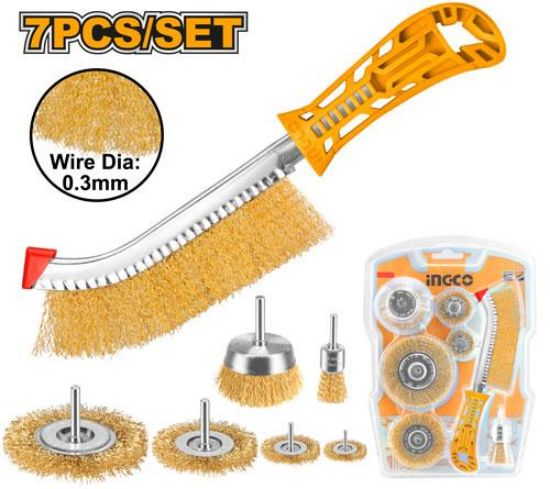 INGCO WB10071 – 7Pcs Brass Brush Set