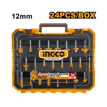 INGCO AKRT24122 24PCS 12mm Industrial Router Bit Set with Plastic Case