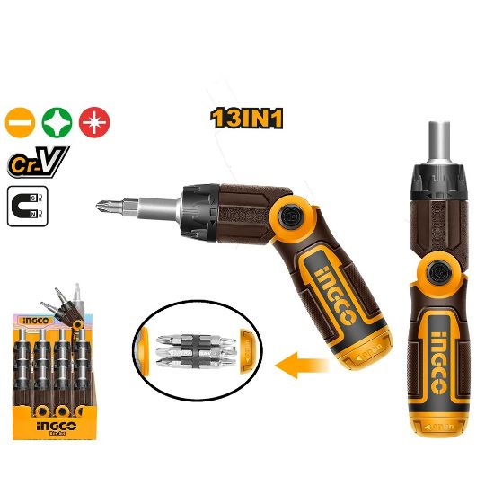 INGCO AKISD1208 13PCS Folding Ratchet Screwdriver Set