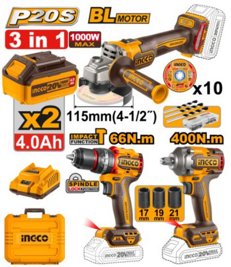 20V Cordless 400N·m Impact Wrench, Rotary Hammer, Discs & Hair Straightener Combo – COSLI241291
