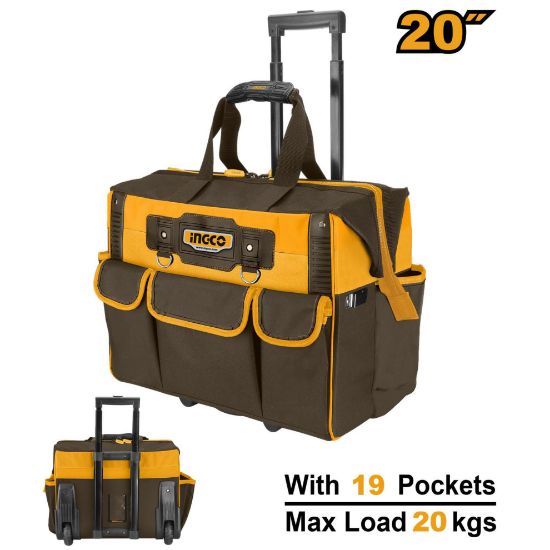 19-Pocket Telescopic Handle Tool Bag with Wheels – INGCO HRRTB2015