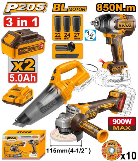 20V Cordless Impact Wrench, Vacuum, Discs & Hair Straightener Combo – COSLI240789